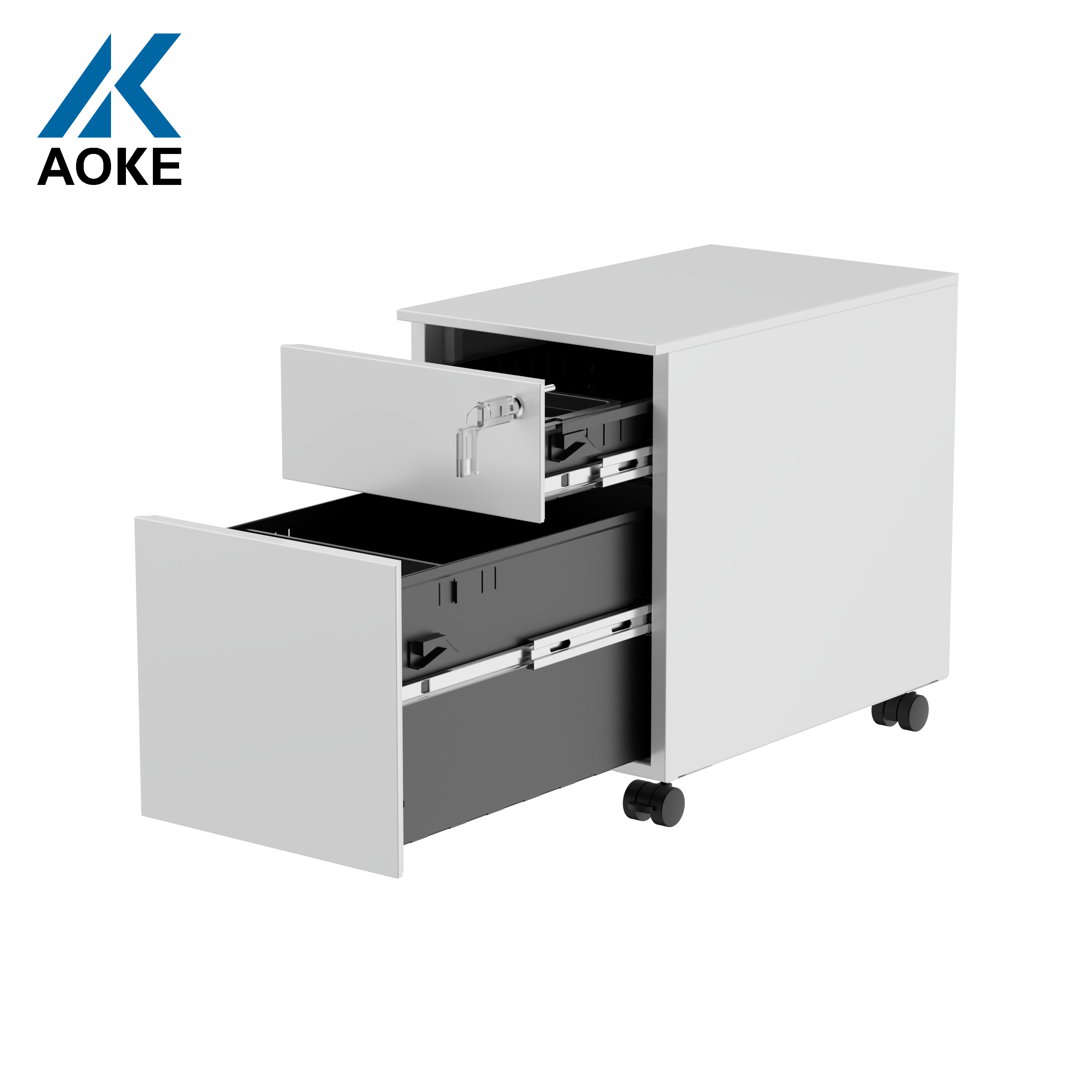 Office Equipment Mobile File Pedestal 2 Drawer Mobile Pedestal Metal Modern Furniture Key Lock  Storage Cabinets