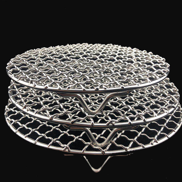 Baking Rack Camping Outdoor Mesh Wire Net 304 Stainless Steel Round Grill Net With Foot Barbecue BBQ Meshes Cooling Rack Steam