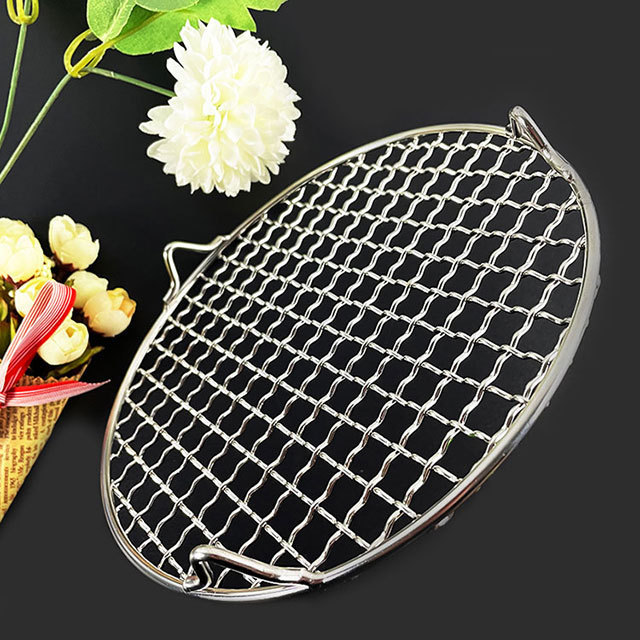 Baking Rack Camping Outdoor Mesh Wire Net 304 Stainless Steel Round Grill Net With Foot Barbecue BBQ Meshes Cooling Rack Steam