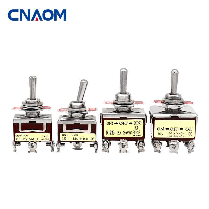 High quality 12MM ON-ON AC Screw Terminal 9 Pin Momentary Brown momentary toggle switch