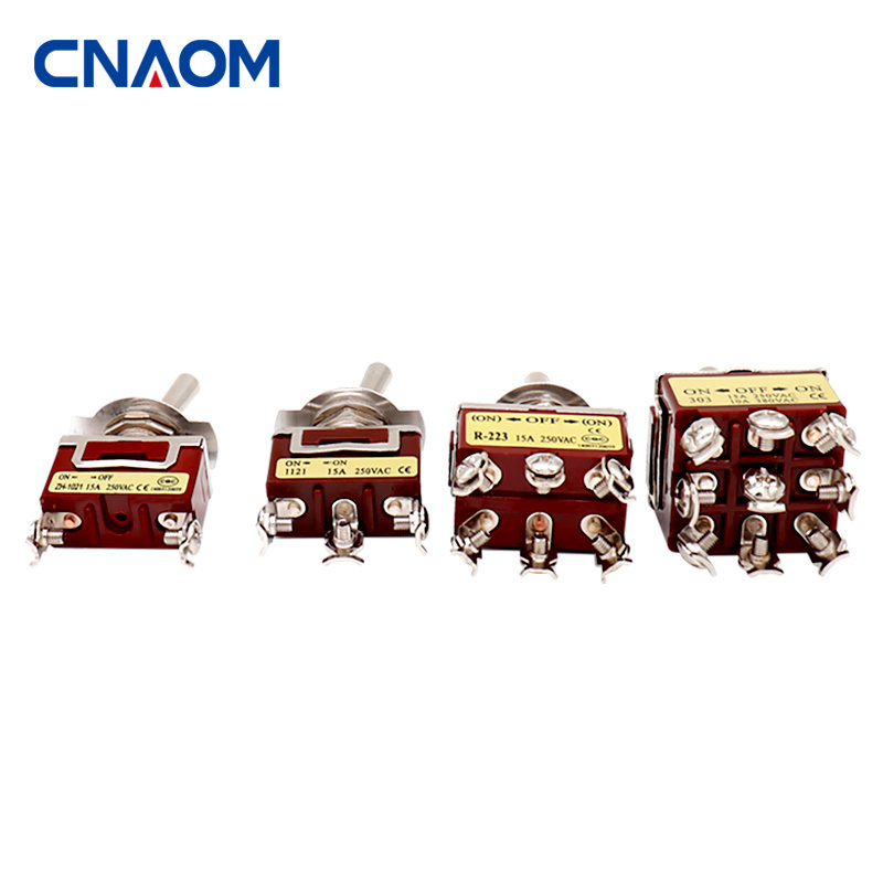 High quality 12MM ON-ON AC Screw Terminal 9 Pin Momentary Brown momentary toggle switch