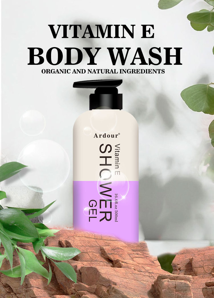 Private Label Vitamin E Body Wash Gel For Women Skin Care Cleaning Moisturizing Refreshing Lightening Bath Body Shower Gel Set