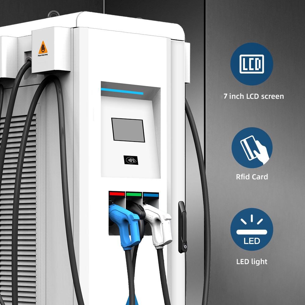 120KW OCPP V1.6J DC EV Fast Charger CCS-2 CHAdeMO and AC Type-2 Connectors industrial 60kw dc ev charger electric car fast