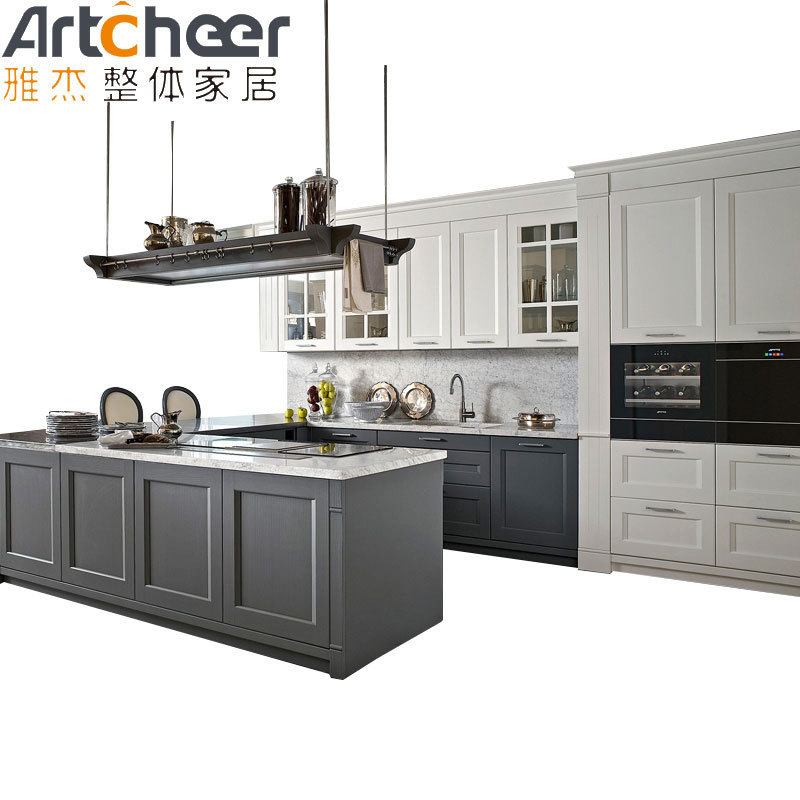 American Style Luxury Design Solid Wooden Kitchen Cabinets With Kitchen Pantry Cupboards RTA Shaker Design For Sale