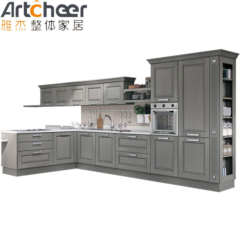 American Style Luxury Design Solid Wooden Kitchen Cabinets With Kitchen Pantry Cupboards RTA Shaker Design For Sale