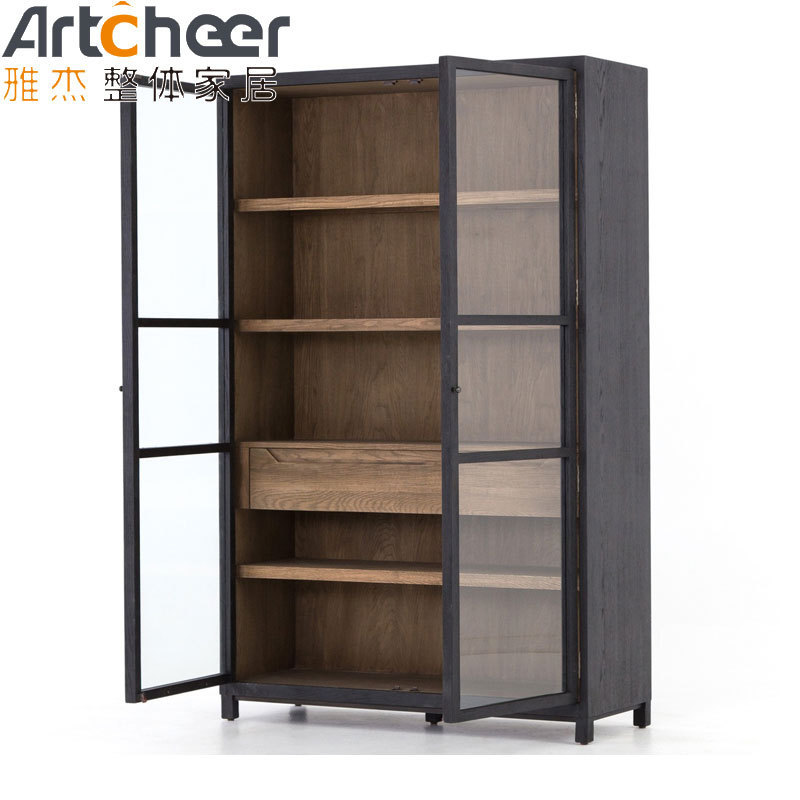 Smart shoe cabinet modern design with glass hinge door