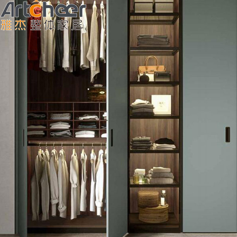 Wardrobe cabinet bedroom mdf furniture closet minimalist simple design with cupboard handles