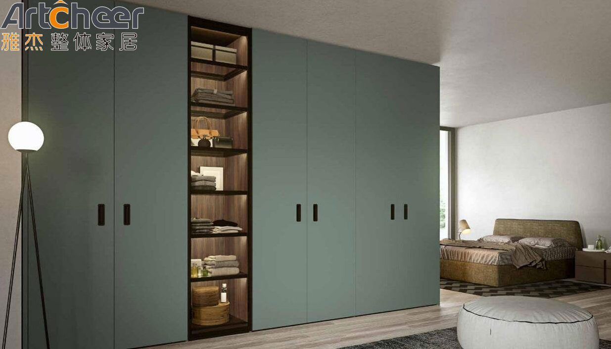 Wardrobe cabinet bedroom mdf furniture closet minimalist simple design with cupboard handles