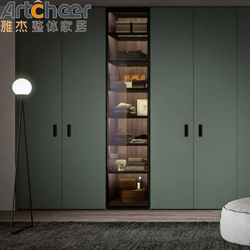 Wardrobe cabinet bedroom mdf furniture closet minimalist simple design with cupboard handles