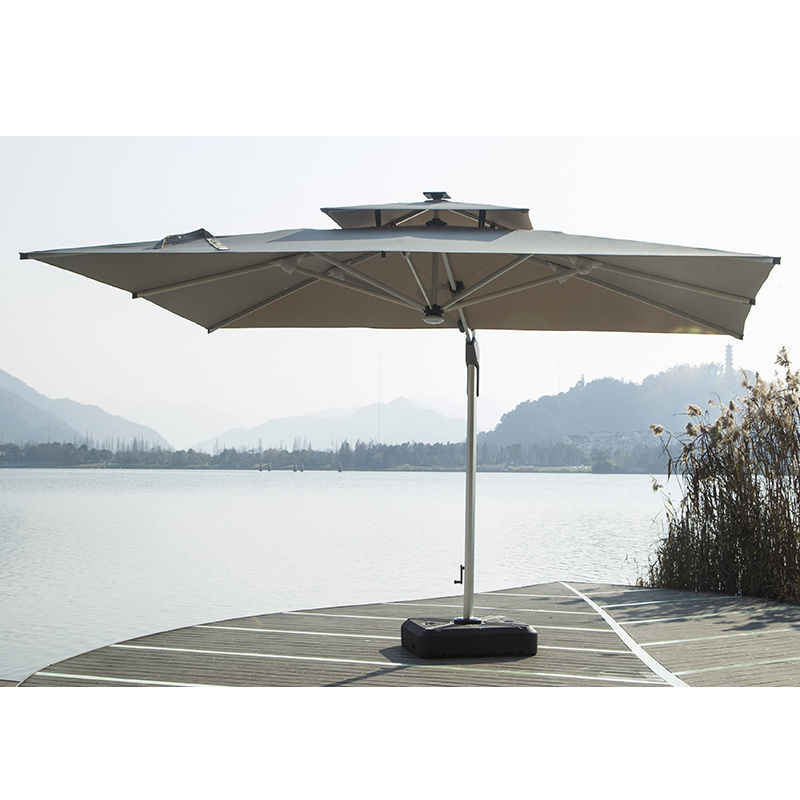 Led Light Large Umbrella Outdoor Patio Parasols Umbrellas Aluminum Outdoor Furniture Modern Umbrella for Restaurant 14*24*1.3mm