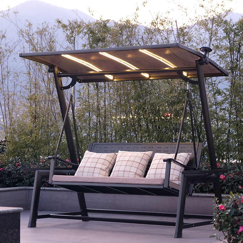 Solar energy outdoor park swing cast aluminum outdoor furniture swing for garden