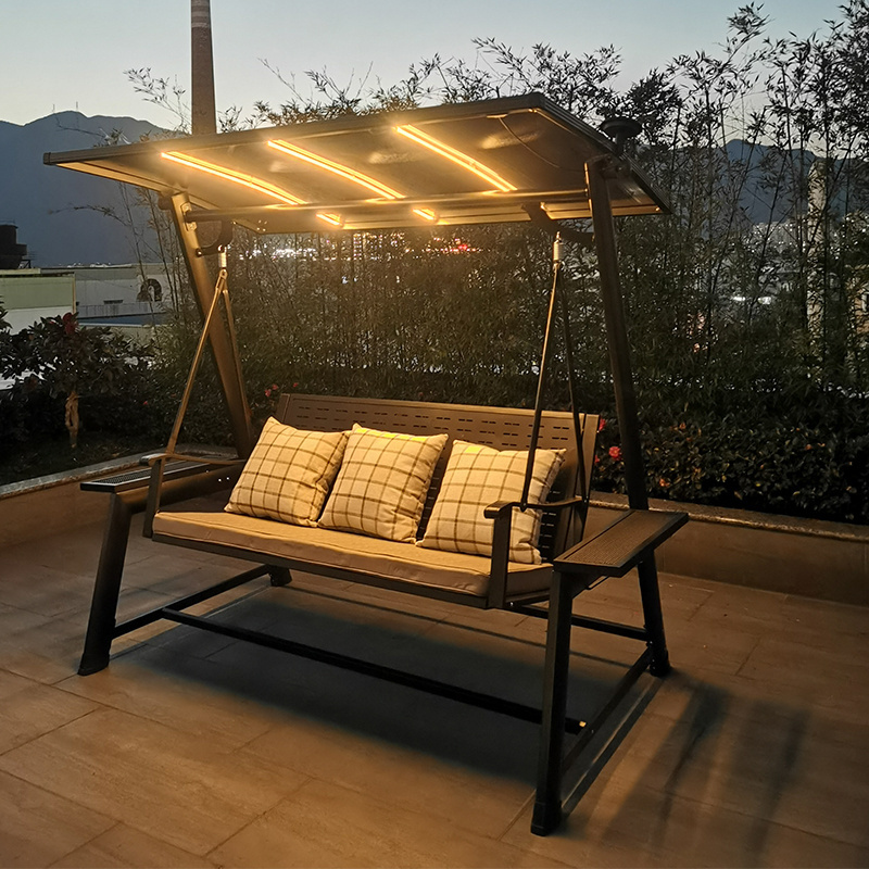 Solar energy outdoor park swing cast aluminum outdoor furniture swing for garden