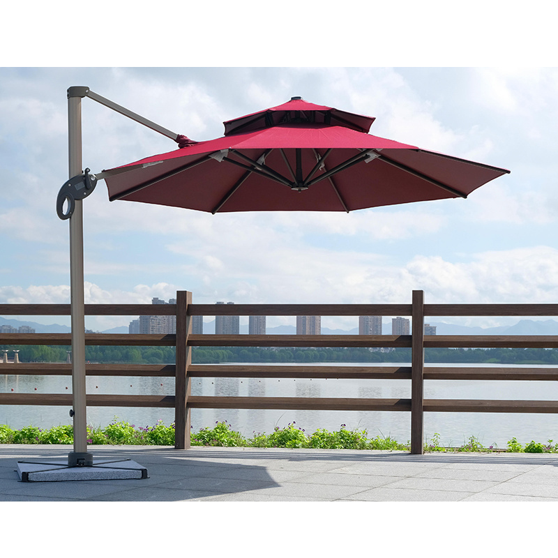 Aluminum outdoor patio pool umbrella parasol cantiliver luxury pagoda patio umbrella