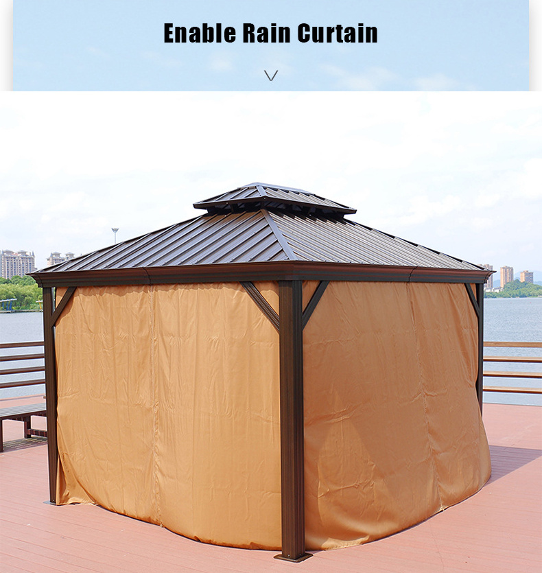 Waterproof outdoor gazebos metal roof aluminium garden wrought iron gazebo