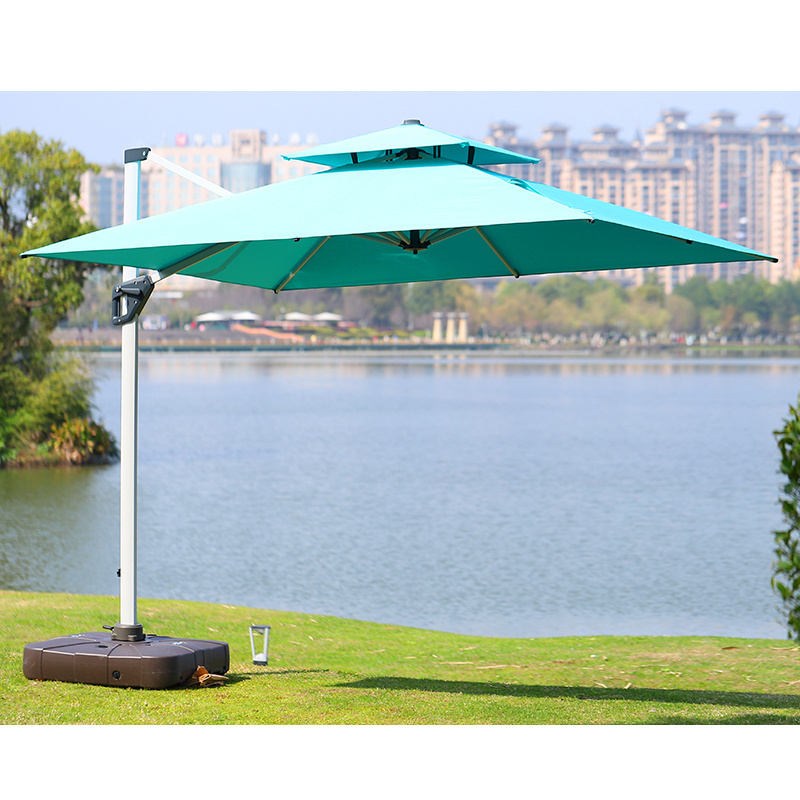 Large Custom Furniture Cantilever Roma Parasol Sun Garden Umbrella for Outdoor Beach and Patio with LED Light Base