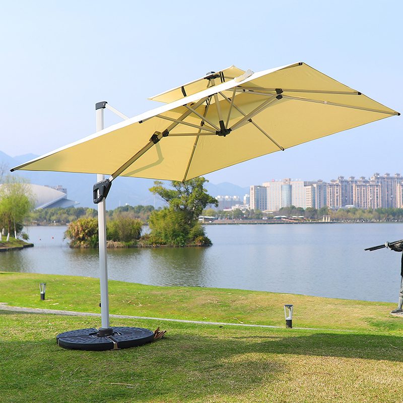 Large Custom Furniture Cantilever Roma Parasol Sun Garden Umbrella for Outdoor Beach and Patio with LED Light Base