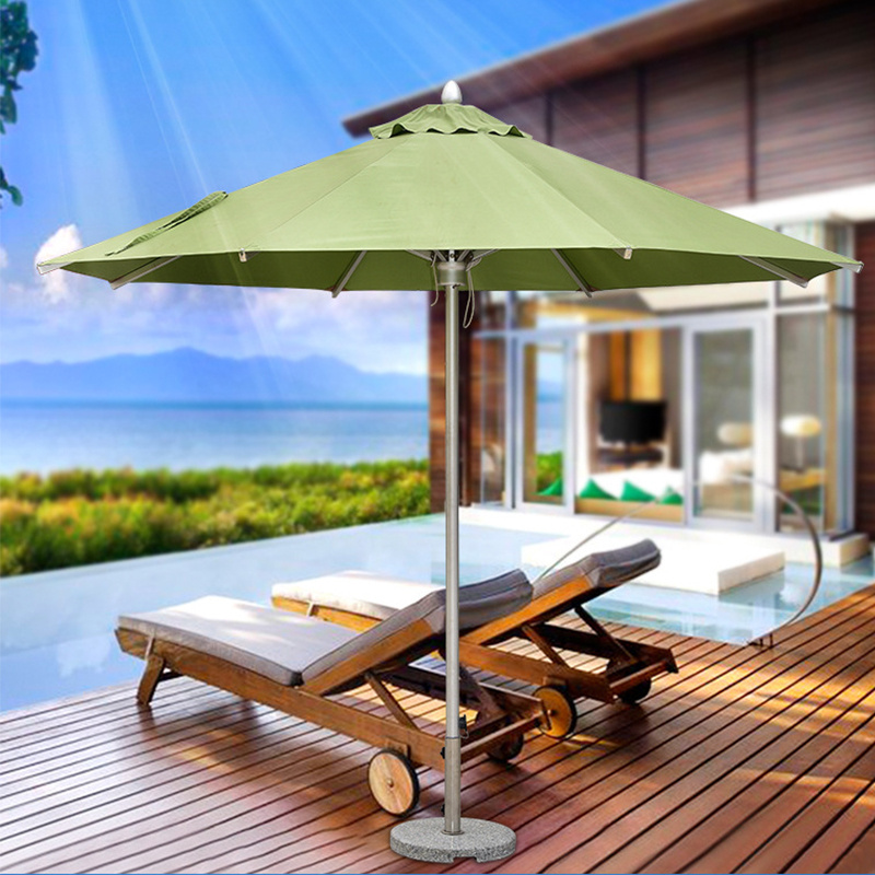 Aluminium heavy duty center pole umbrella folding outdoor beach umbrella