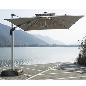 Led Light Large Umbrella Outdoor Patio Parasols Umbrellas Aluminum Outdoor Furniture Modern Umbrella for Restaurant 14*24*1.3mm