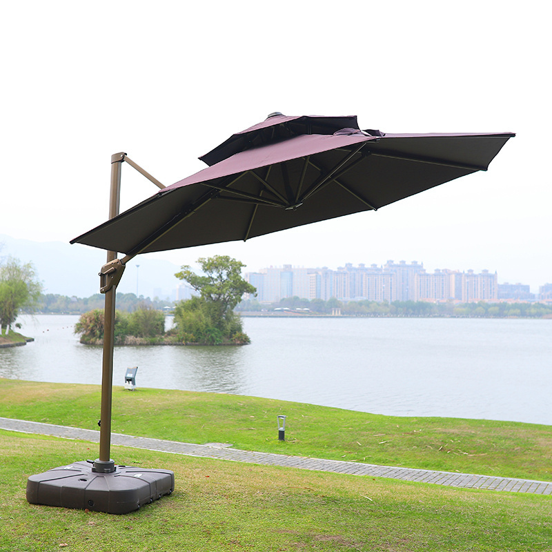 Aluminum outdoor restarent umbrella large high wind pool umbrella with stand