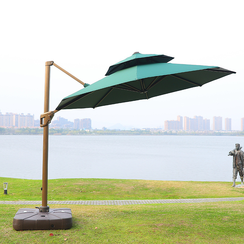 Aluminum outdoor restarent umbrella large high wind pool umbrella with stand