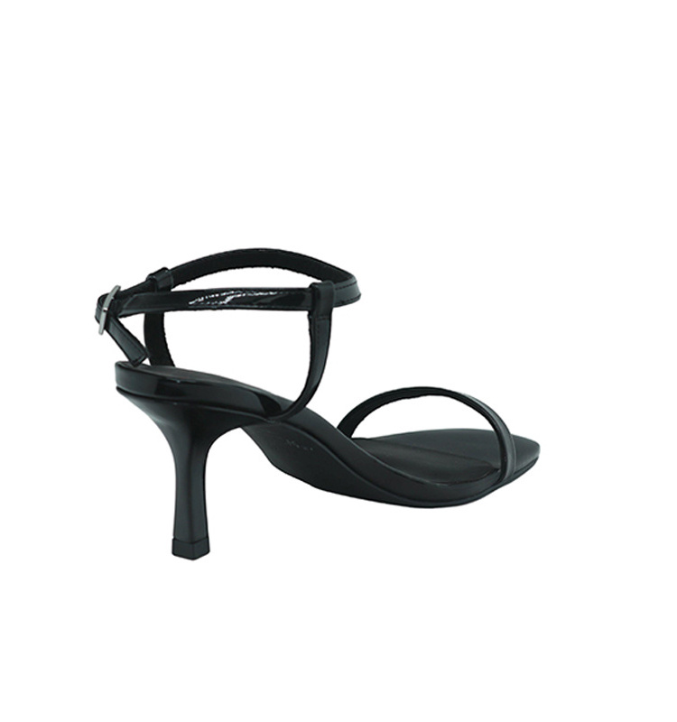 Hot-selling Spring/Summer Black Peep-toe Metallic Kitten Heel Sandals for Women, Perfect for Formal Occasions