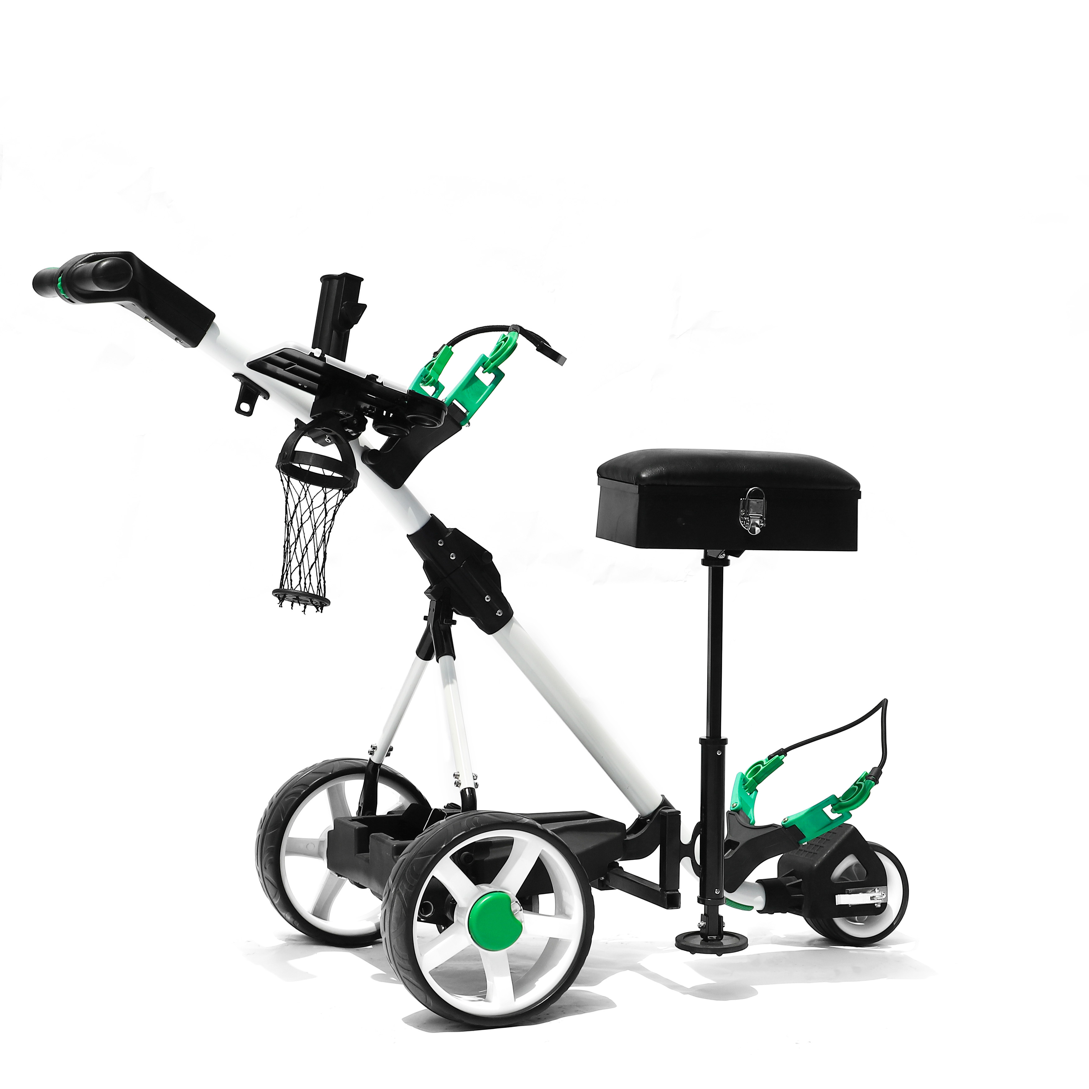 Hot Selling Golf Trolley 3 Wheels Aluminum Folding Height Adjustable Golf Push Trolley with Umbrella Holder