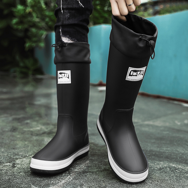 Factory wholesale Couples Long European American Waterproof Pvc Rain Boots Anti Slip Durable Fishing water Shoes