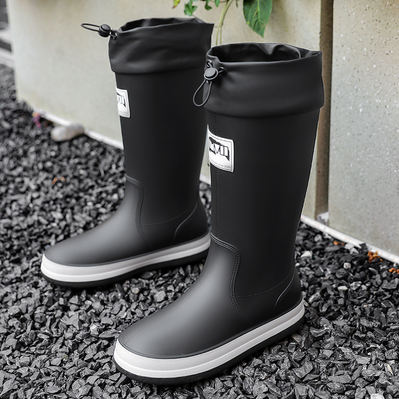 Factory wholesale Couples Long European American Waterproof Pvc Rain Boots Anti Slip Durable Fishing water Shoes