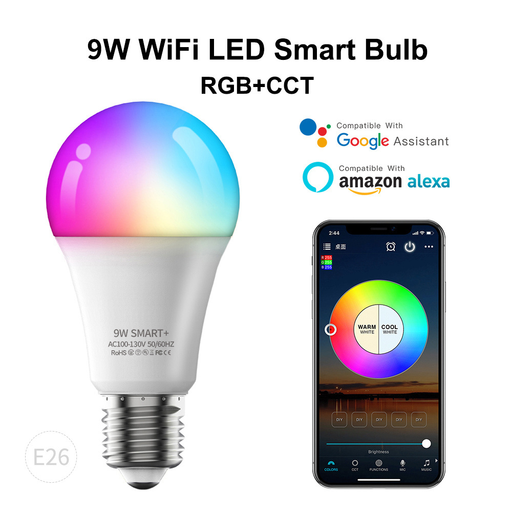 Factory lighting color 7w 9w music e14 b22 e26 e27 rgb tuya smart wifi bulb led light bulb lamp smart bulb with Bluetooth WiFi