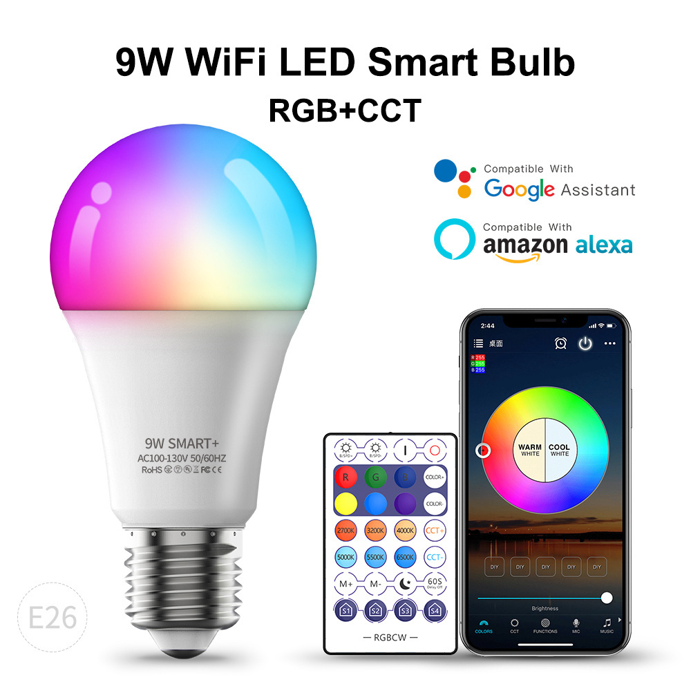 Factory lighting color 7w 9w music e14 b22 e26 e27 rgb tuya smart wifi bulb led light bulb lamp smart bulb with Bluetooth WiFi