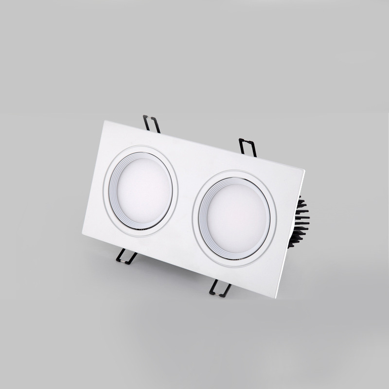 White square ceiling downlight single head LED black spotlight COB grille spotlight double head ceiling light 7W