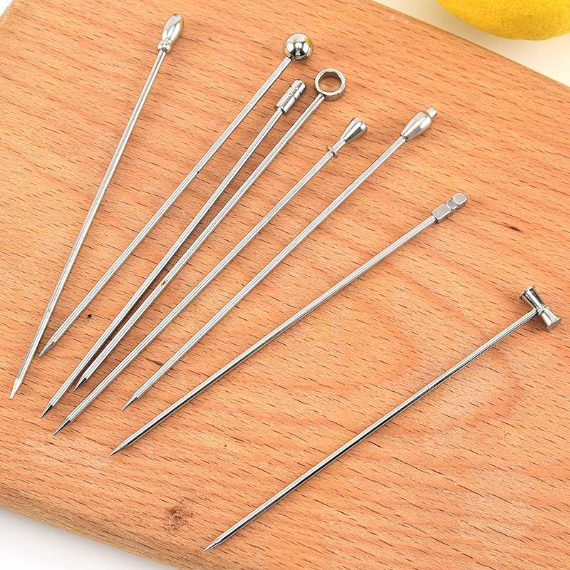 Cocktail picks stainless steel toothpicks reusable metal drinks skewers garnish sticks