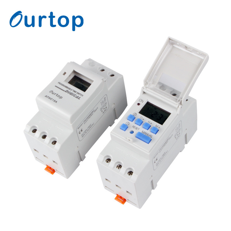 OURTOP Din Rail 24H Time Relay Switch 220V 12V 24V Daily Weekly Programmable Timer Digital Switches