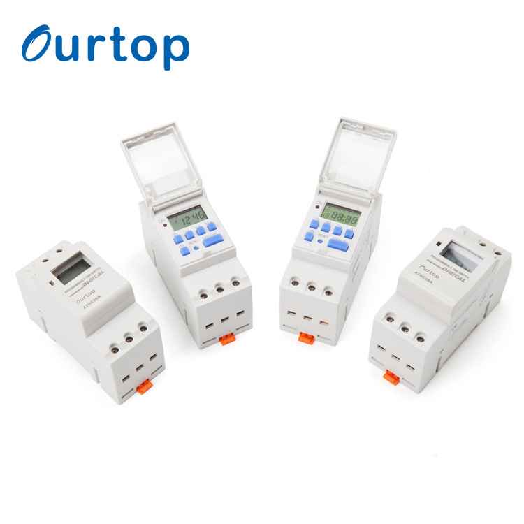 OURTOP Din Rail 24H Time Relay Switch 220V 12V 24V Daily Weekly Programmable Timer Digital Switches