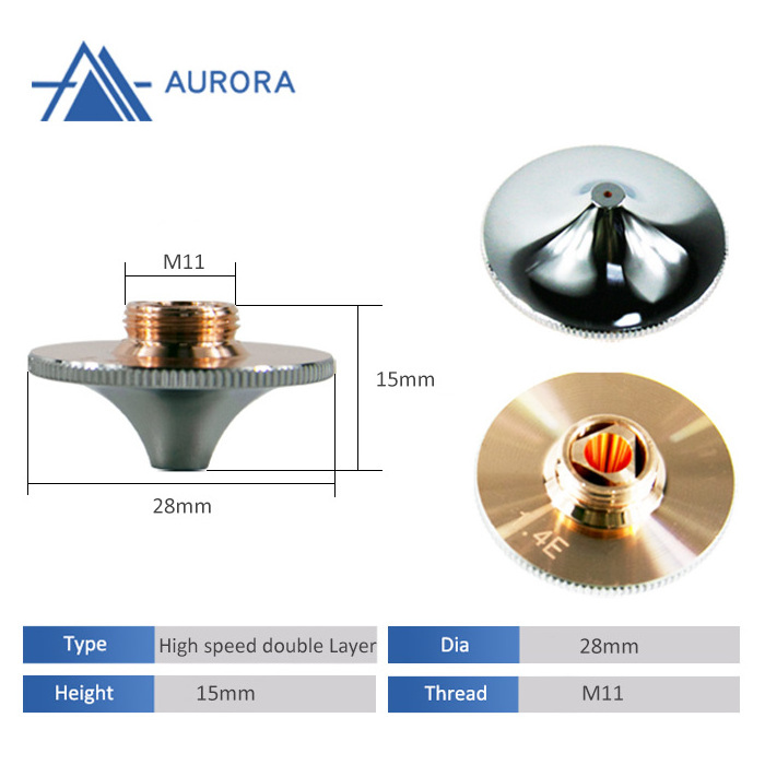 D28H15 Double Layer High Speed Cutting Laser Nozzle for Laser Cutting Head