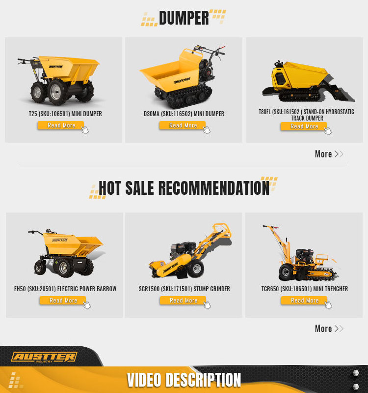 AUSTTER CE Approved 500kg Loading 48V 32Ah Battery electric mini dumper  Electric WheelBarrow