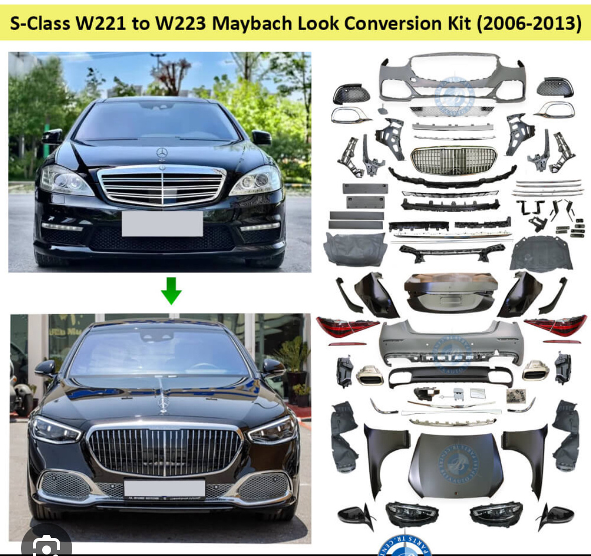 w221 to w223 Maybach conversion  kit for a 2007-2013 Mercedes S550 bodykit