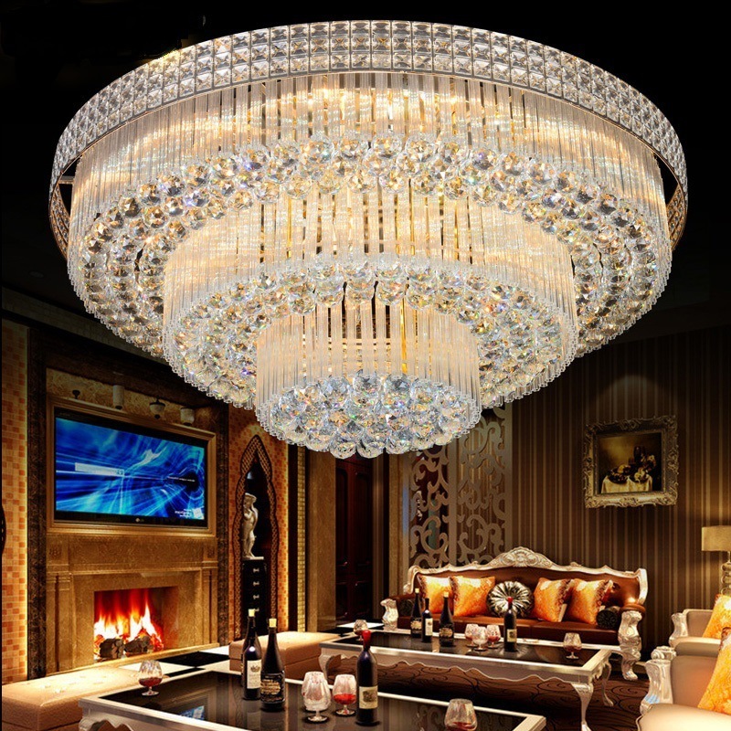 Stainless flush chrome steel modern design brightness led lamp hallway surface mounted round k9 crystal ceiling lights