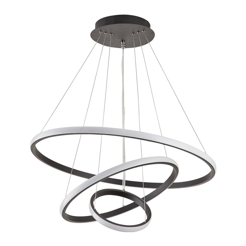 Modern Pendant Lamp Led Rings Circle Ceiling Hanging Chandelier Black Loft Living Dining Room Kitchen Indoor Lighting Fixture