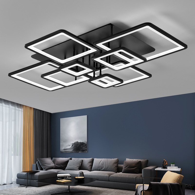 Chinese Manufacturer Modern Acrylic Simple Living Room Led Minimalist Rectangular Shape Semi Flush Led Ceiling Lamp