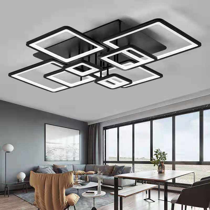 Chinese Manufacturer Modern Acrylic Simple Living Room Led Minimalist Rectangular Shape Semi Flush Led Ceiling Lamp