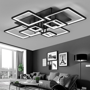 Chinese Manufacturer Modern Acrylic Simple Living Room Led Minimalist Rectangular Shape Semi Flush Led Ceiling Lamp