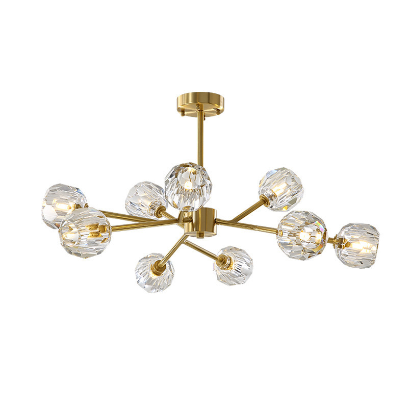 Chandelier Modern K9 crystal chandelier Modern brass branch ceiling light fixture Bedroom living room G9 light bulb