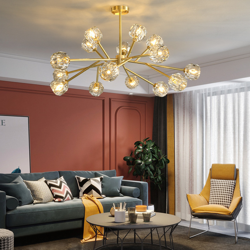 Chandelier Modern K9 crystal chandelier Modern brass branch ceiling light fixture Bedroom living room G9 light bulb