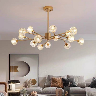 Chandelier Modern K9 crystal chandelier Modern brass branch ceiling light fixture Bedroom living room G9 light bulb