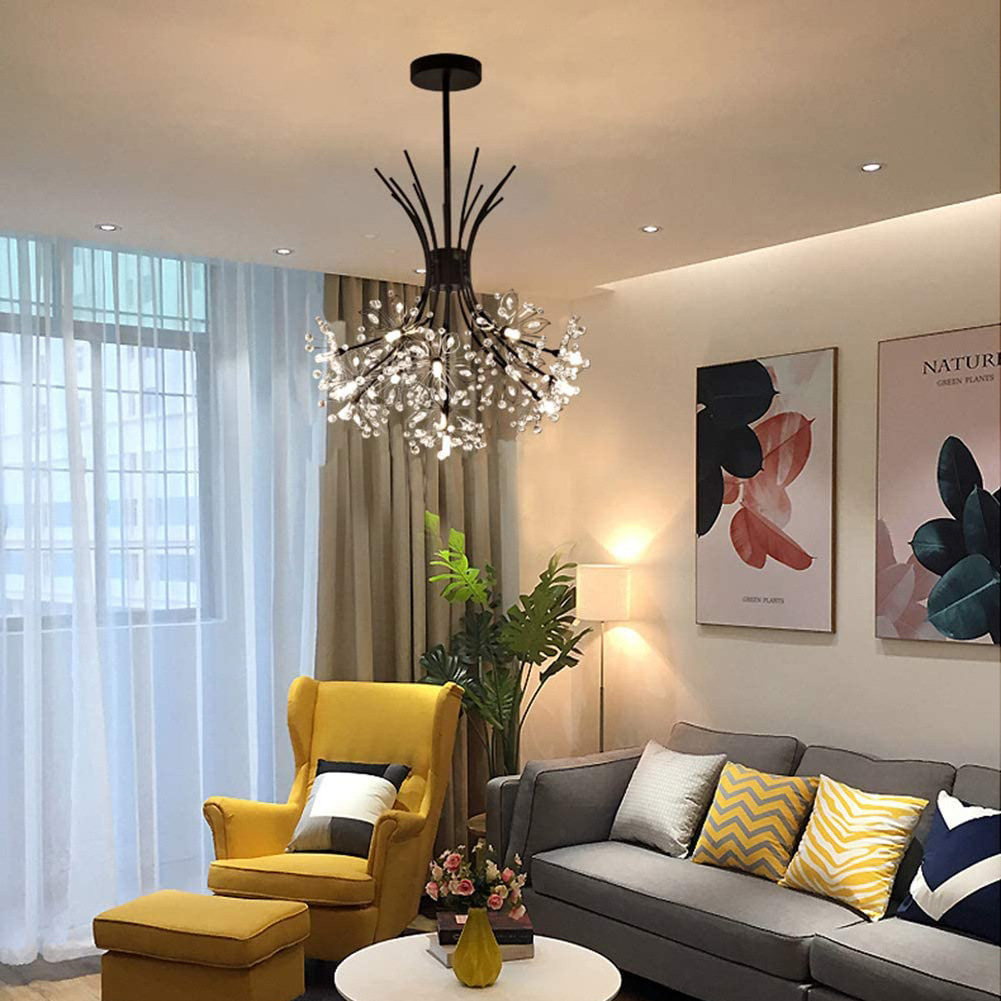 modern fireworks chandelier crystal dandelion chandelier ceiling light fixture for living room bedroom dining room 13 lights,