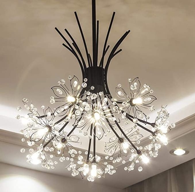 modern fireworks chandelier crystal dandelion chandelier ceiling light fixture for living room bedroom dining room 13 lights,