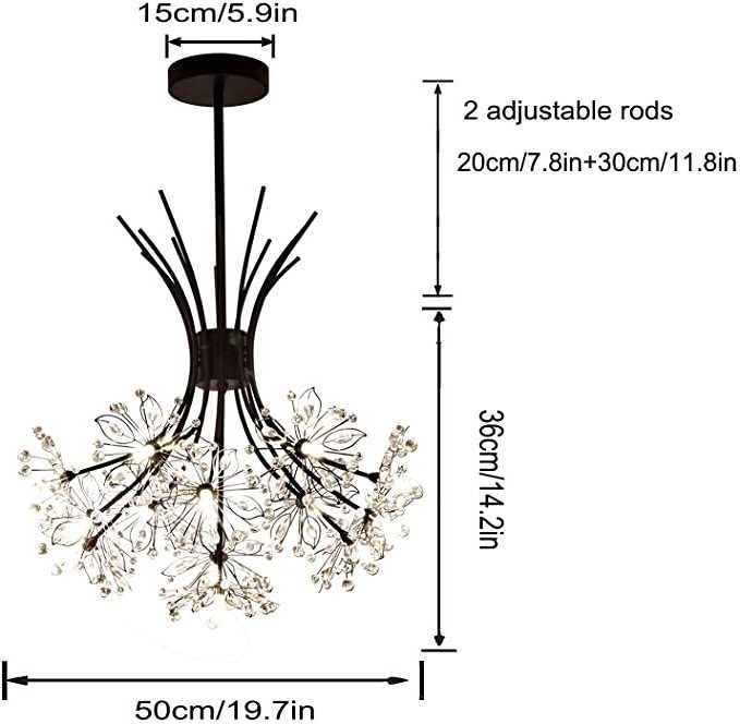 modern fireworks chandelier crystal dandelion chandelier ceiling light fixture for living room bedroom dining room 13 lights,