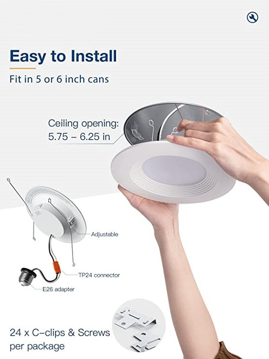 5/6 inch 3CCT LED Recessed Lighting 12 Pack, Dimmable IC Damp Rated 950LM Can Lights with Baffle Trim