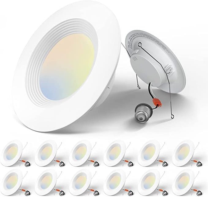 5/6 inch 3CCT LED Recessed Lighting 12 Pack, Dimmable IC Damp Rated 950LM Can Lights with Baffle Trim